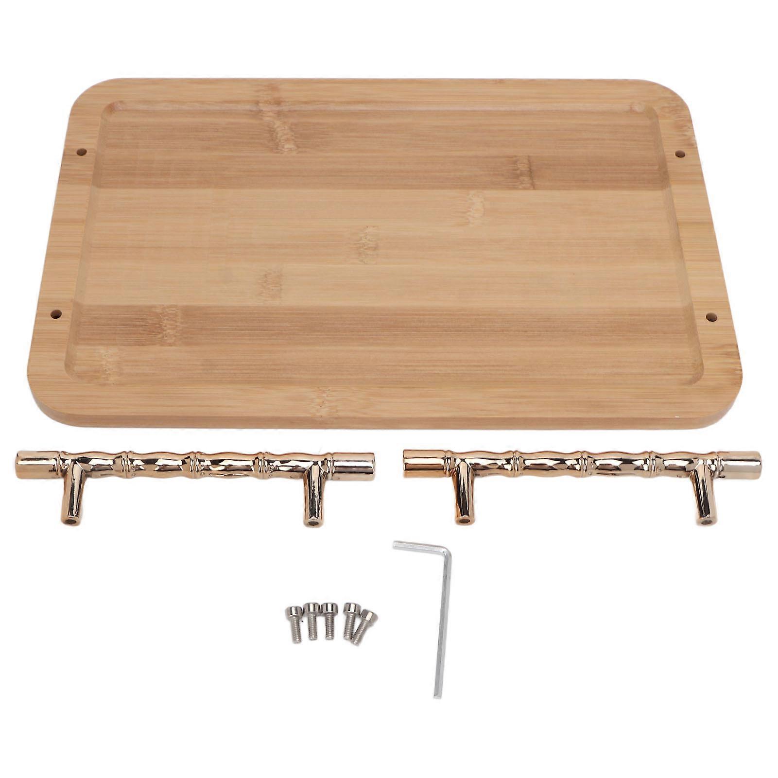Serving Tray Simple Home Wooden Bamboo Rectangular Serving Tray with Handle for Eating Working Storing
