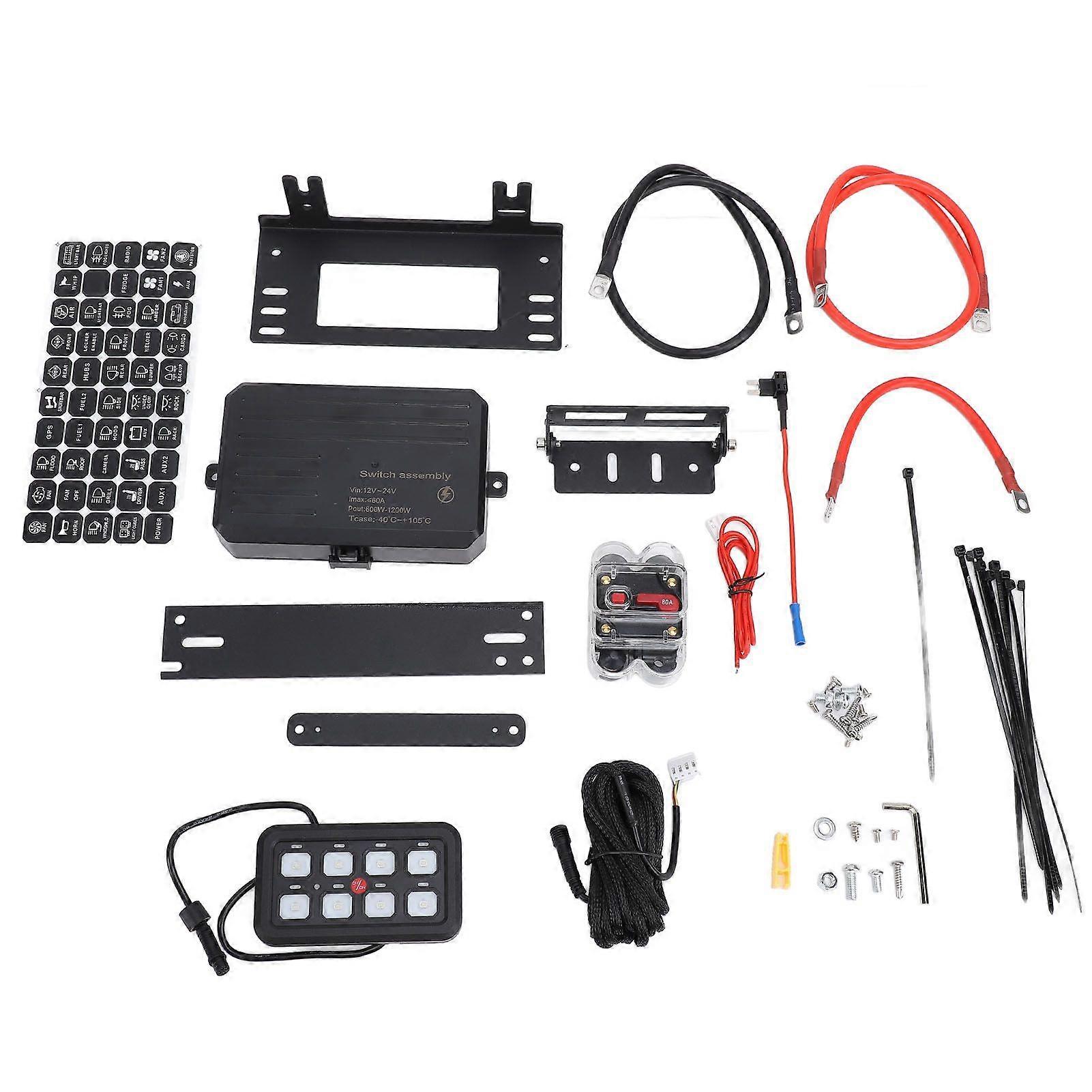 8 Gang Switch Panel LED Touch Control Switch Box Water Resistant Dimmable Circuit Control Relay System for Truck Boat ATV UTV SUV RV Blue MK708