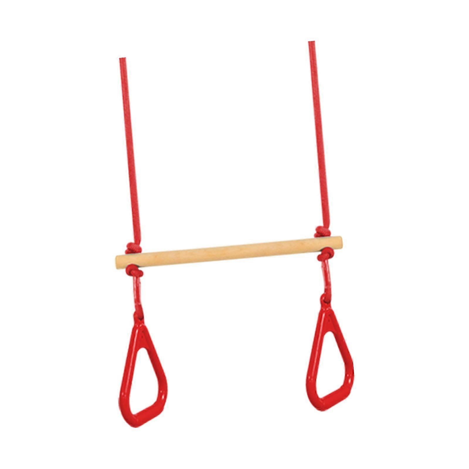 Swing Bar με Δαχτυλίδια Γυμναστικής Ρυθμιζόμενο για Πάρκο Οικογενειακή Διασκέδαση Καλοκαιρινό Camping κόκκινο
