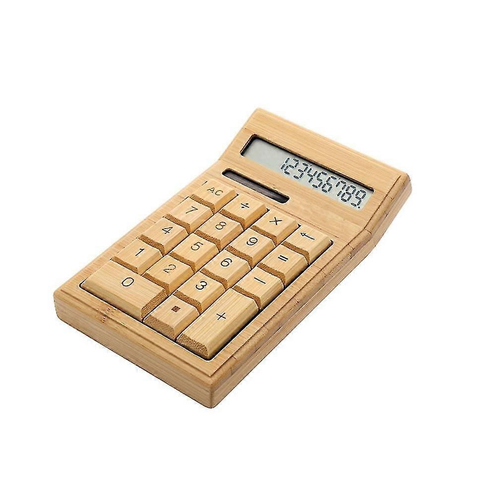 Eco-friendly Bamboo Electronic Calculator Counter Standard Function 12 Digits Solar and Battery Doub