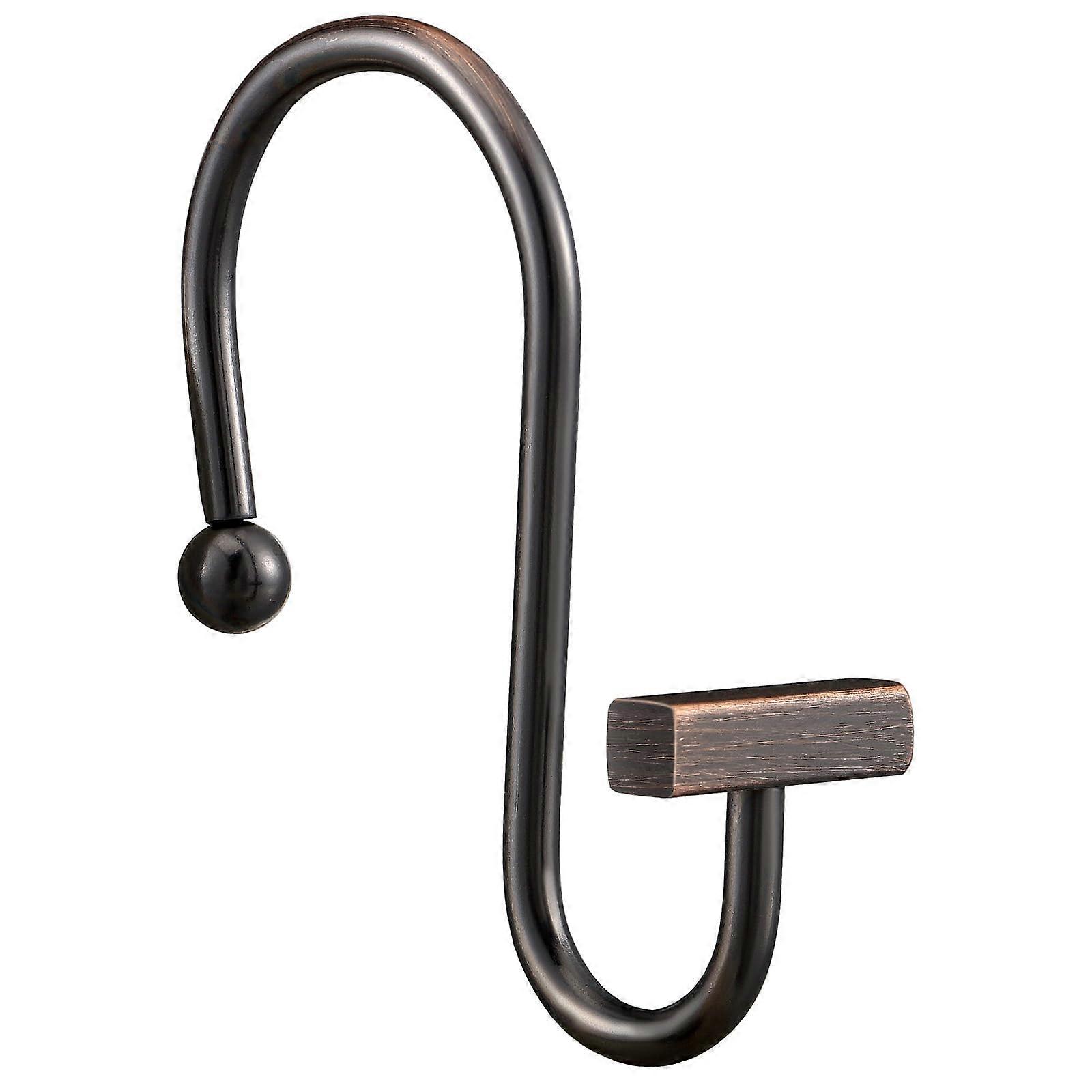 12 Set Bronze Shower Curtain Hooks Rust Proof Heavy Duty Bathroom Accessories for Standard Size Curtains