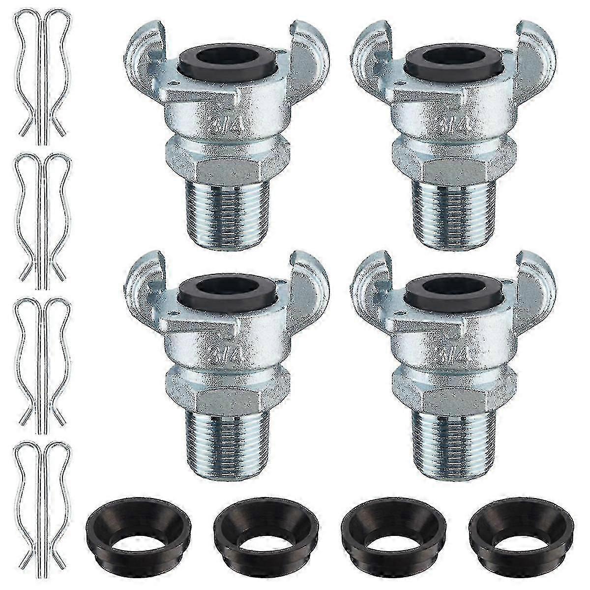 4sets Npt Air Hose Fitting 2 Lug Universal Coupling Chicago Fitting For Female And Male End (male End,3/4inch)