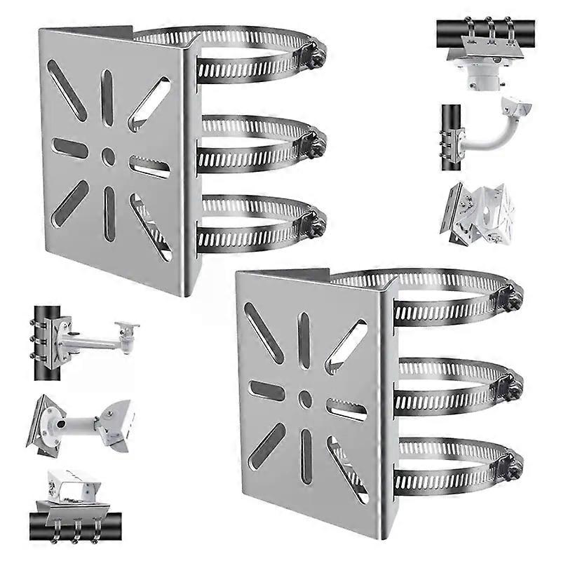 2Pcs Universal Wall Mounting Bracket With 6 Loops  Stainless Steel Vertical Pole Mount Adapter For CCTV Security Camera