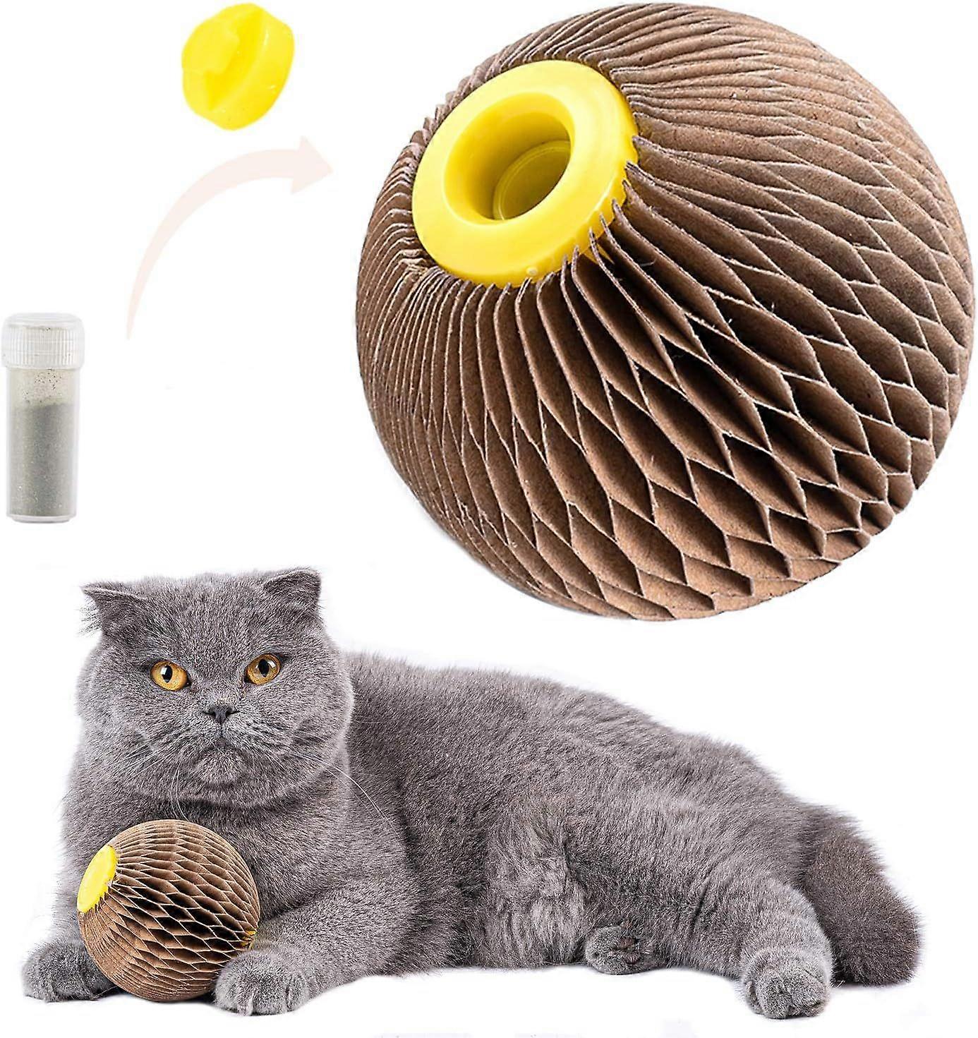 Catnip Ball Toy for Cats Catnip Refillable Scratcher Ball Kitty's Faithful Playmate Reduce Obesity and Loneliness