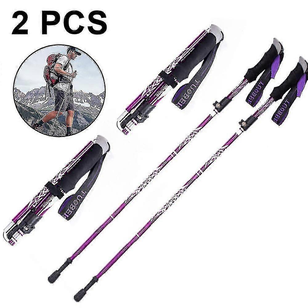 2 adet Trekking Direkleri Katlanabilir Yürüyüş Direkleri - Hızlı Kilit Sistemli Alüminyum Alaşımlı Trekking Çubukları, Teleskopik, Katlanabilir, Yürüyüş İçin Ultralight, C