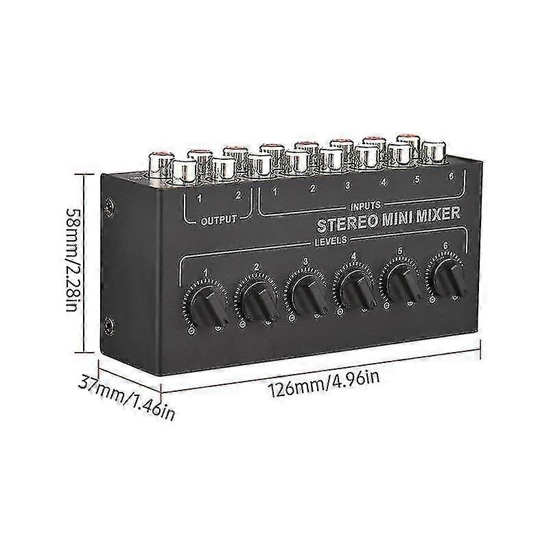 Cx600 Mini Stereo 6 Channel Passive Mixer Rca Portable Audio Mixer 6 In 2 Out Stereo Distributor Vo