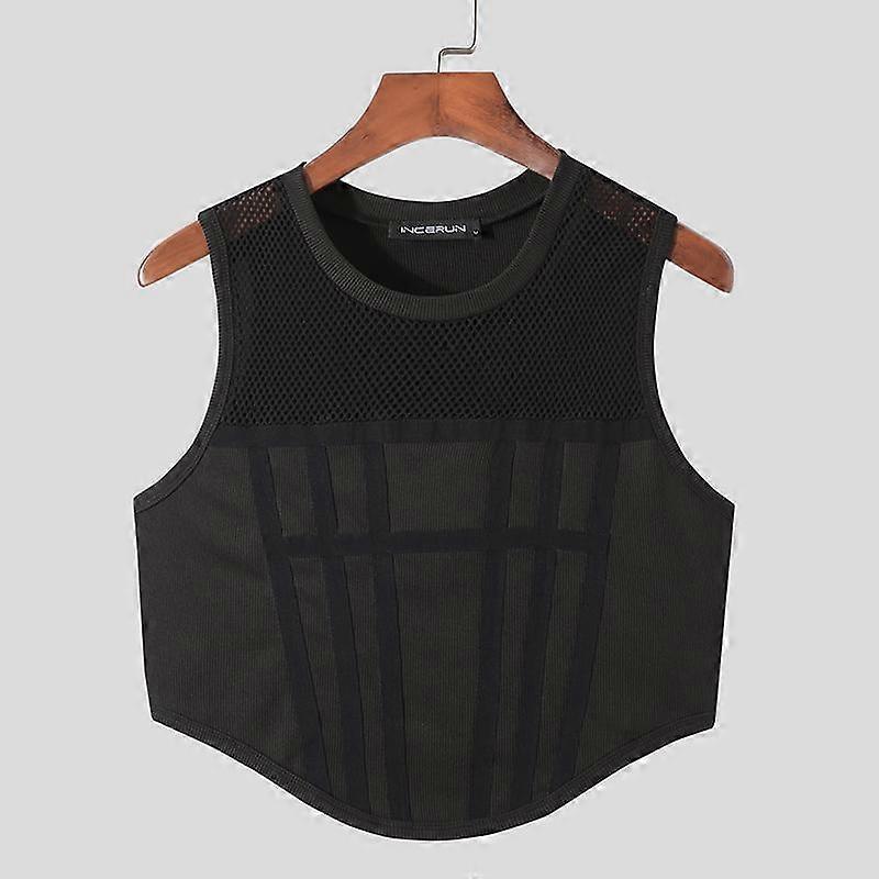 INCERUN Summer Men's Mesh Sleeveless See Through Tops