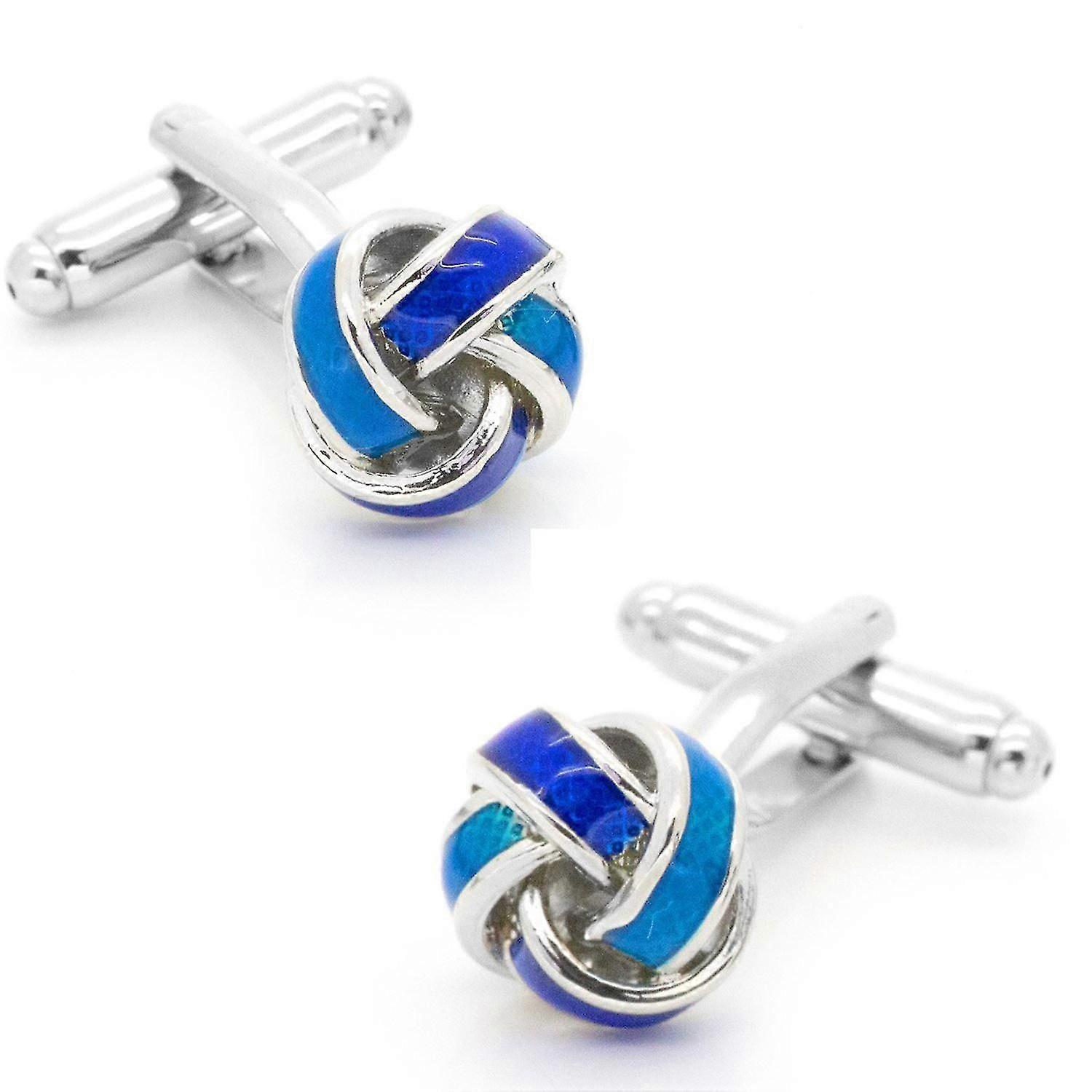 Blue Knot Twisted Cufflinks Silver Tone Cuff Links For All Occasions