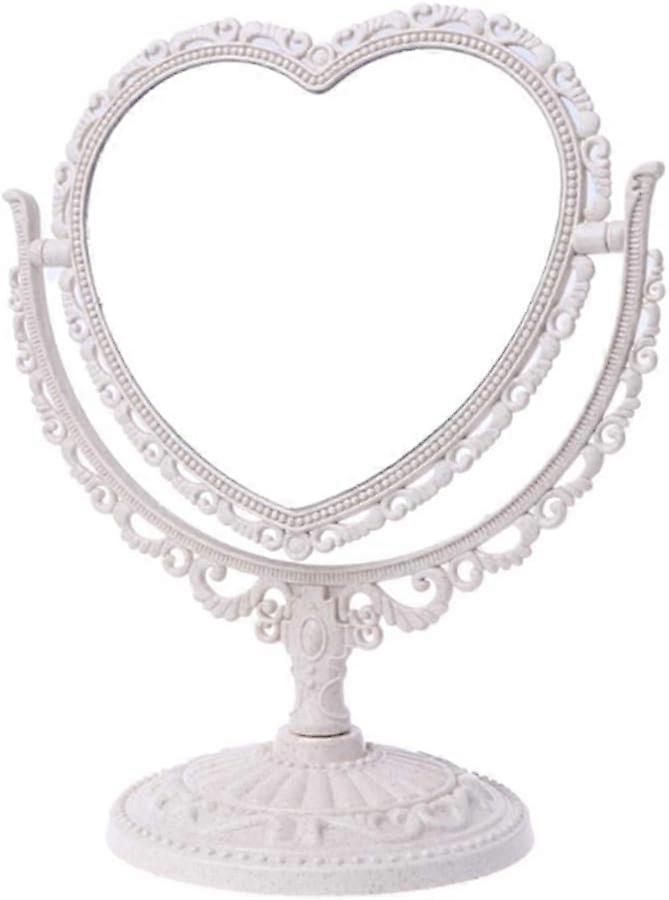 1パックシンプルで素敵なハート型の化粧品ミラープラスチック両面回転可能ドレッサーミラー軽量ミラーバスルーム寝室ミラー