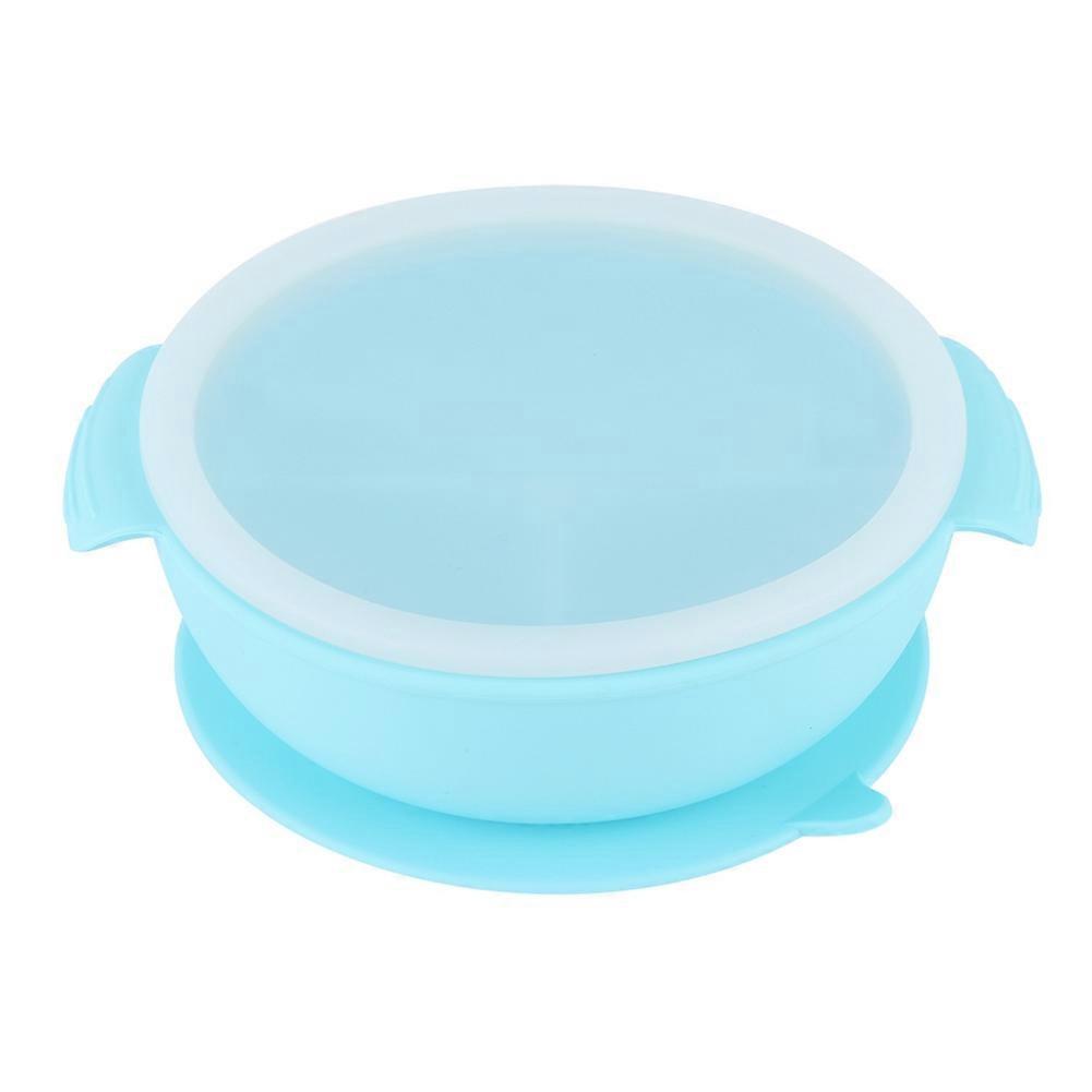 Silicone Infant Supplementary Food Bowl with Straw Lid for Easy Feeding – Blue Baby Tableware, BPA-Free, Durable Design