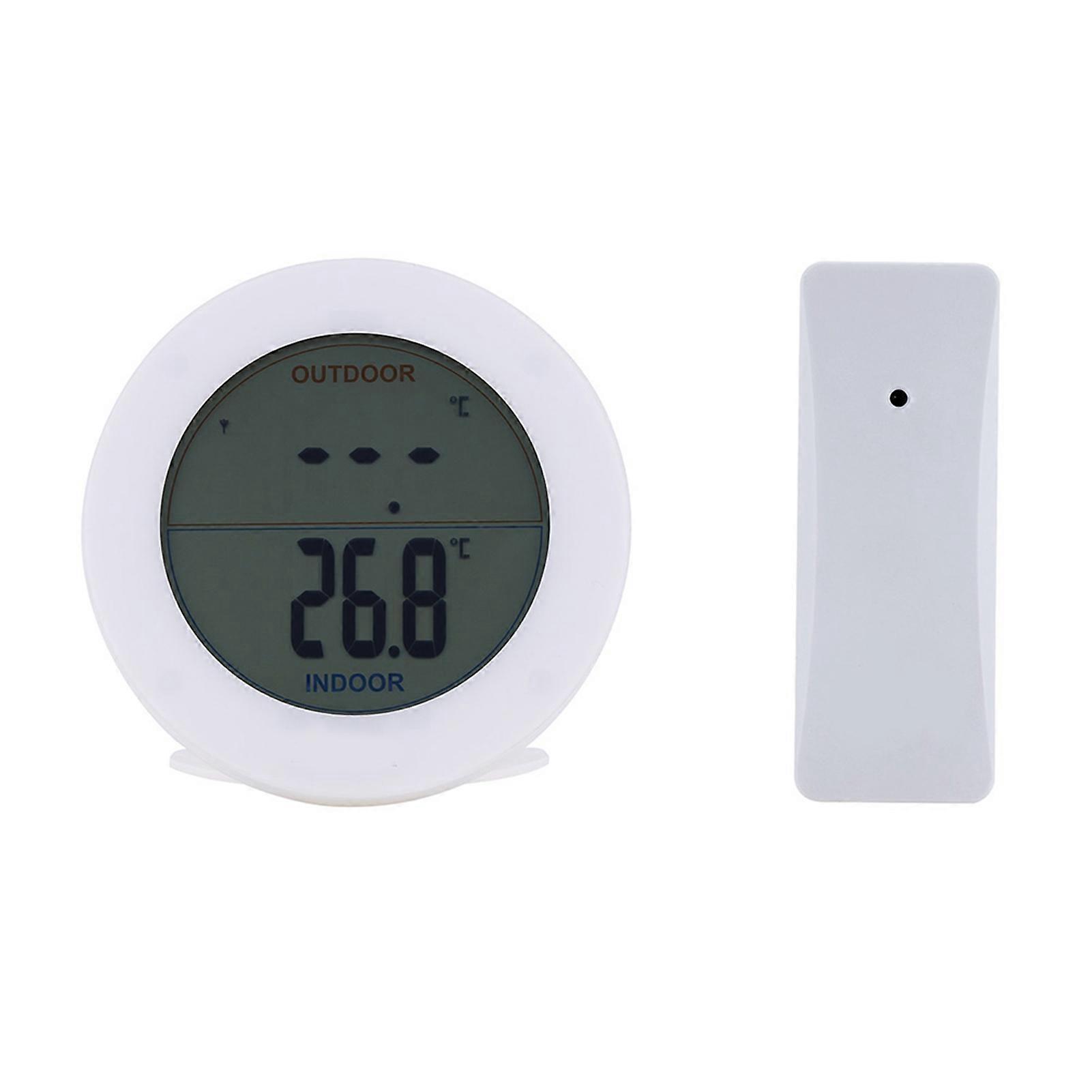 Wireless Thermometer with LCD Display for Indoor Outdoor Use, White Temperature Sensor with Remote Capability and Accurate Readings