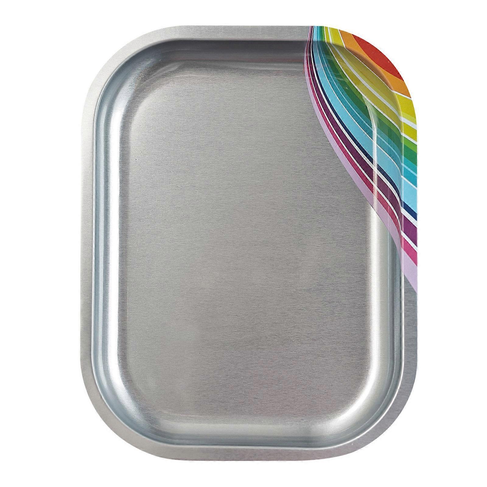 Palette de mélange de nail art en forme de rectangle Tableau d’affichage en acier inoxydable Plaque d’art d’ongle pratique pour un usage professionnel Argent