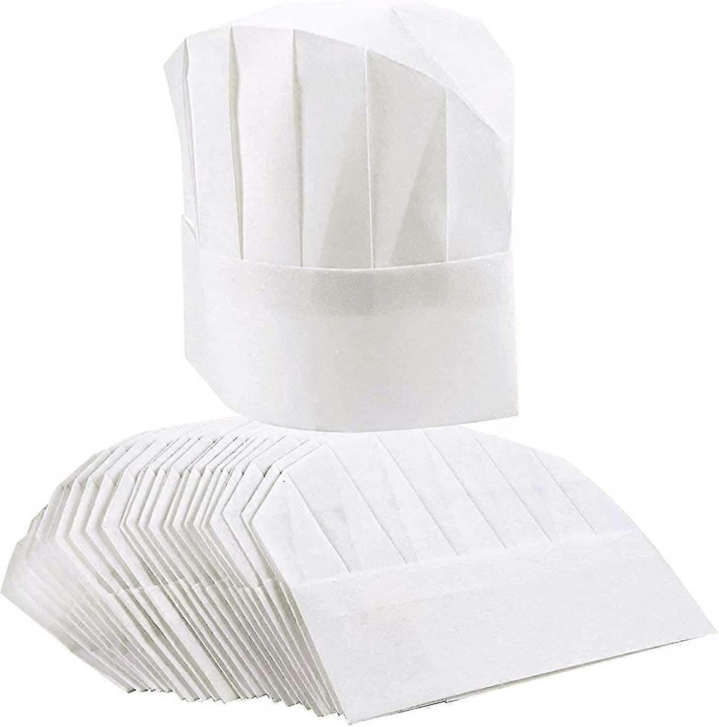 20 Pack Paper Chef Hats for Kids, Adults, Adjustable White Kitchen Toque Cap Bulk Set