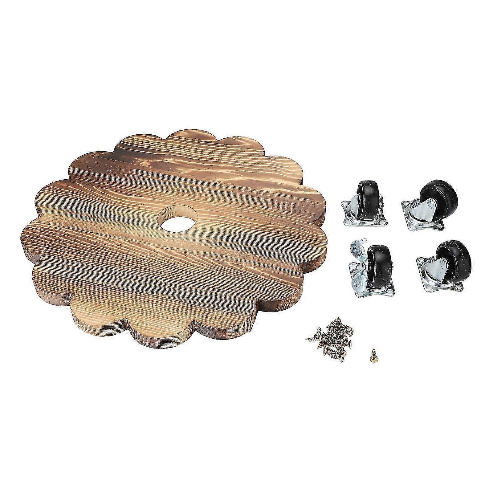 Durable Wood Pot Base - Carbonized with Wheels