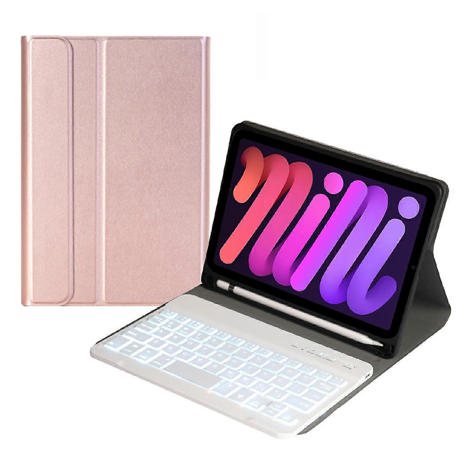A06BS Ultra-Thin Leather Tablet Stand Protective Case Shell + Backlit Bluetooth-compatible Keyboard 