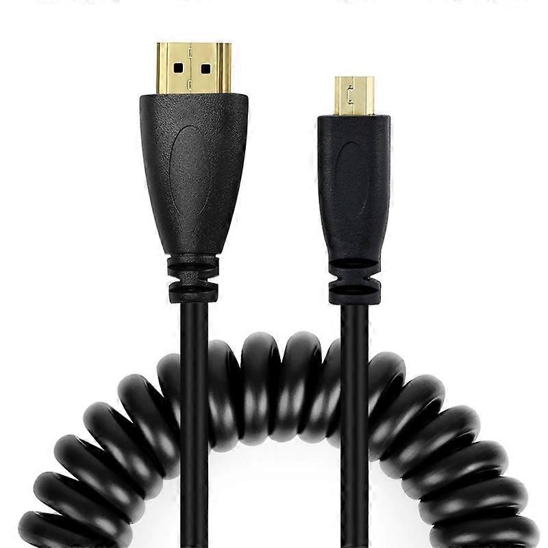 1.4 Version, Gold Plated Micro HDMI Male to HDMI Male Coiled Cable, Support 3D / Ethernet, Length: 60cm (can be extended up to 2m)