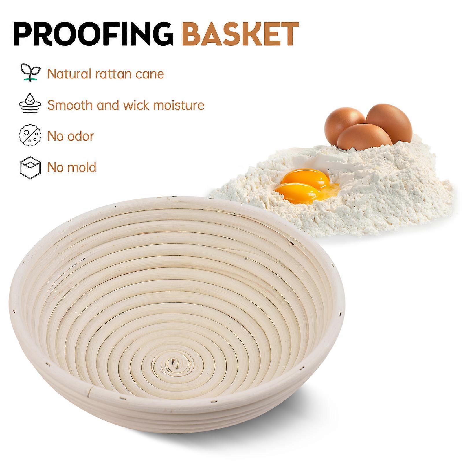 Aoresac Set of 2 10inch Proofing Basket Sourdough Bread Baking Supplies Complete Bread Making Tools Starter Kit with Bread Lame, Whisk, Cutter, Bowl