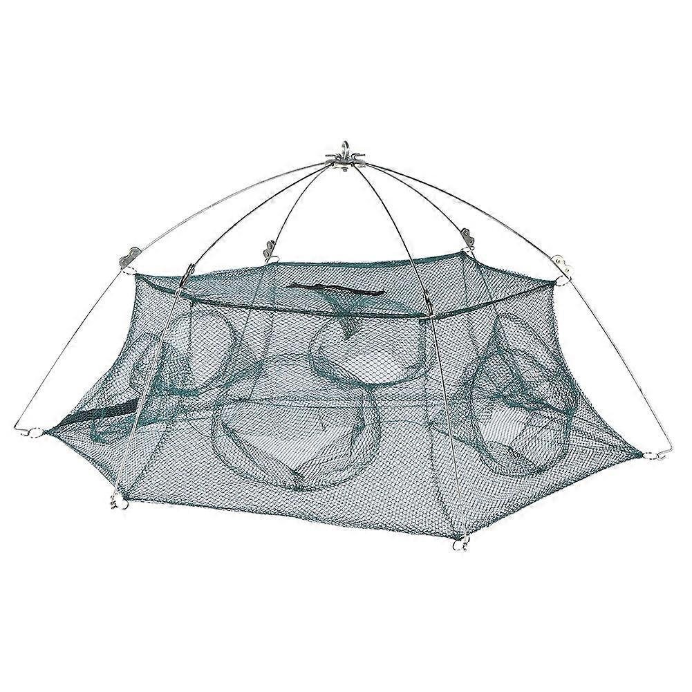 Portable Folding Opening Type Bait Trap Fishing Net Moving Shrimp Bait Trap Fish Cage Accessory6 corner enclosed 80cm