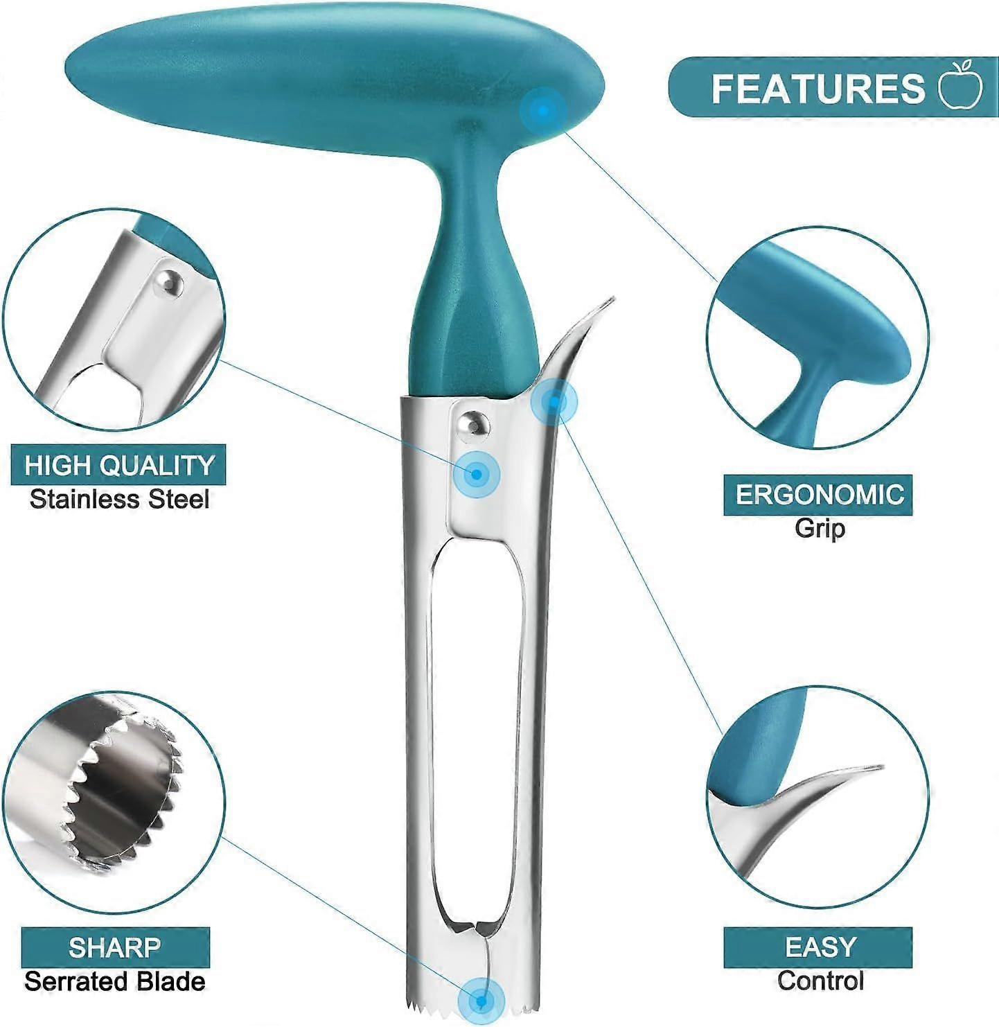 1 pcs Premium Apple Corer Tool - Easy to Use and Clean - Sturdy Apple Remover with Sharp Serrated Tips - Stainless Steel Corers for Apple and Pear - C