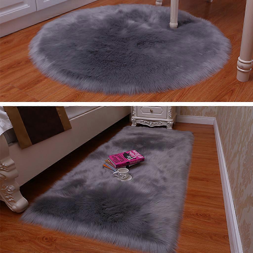 Artificial Wool Rug Hairy Carpet Bedroom Bedside Rectangular Floor Mat Thickened White