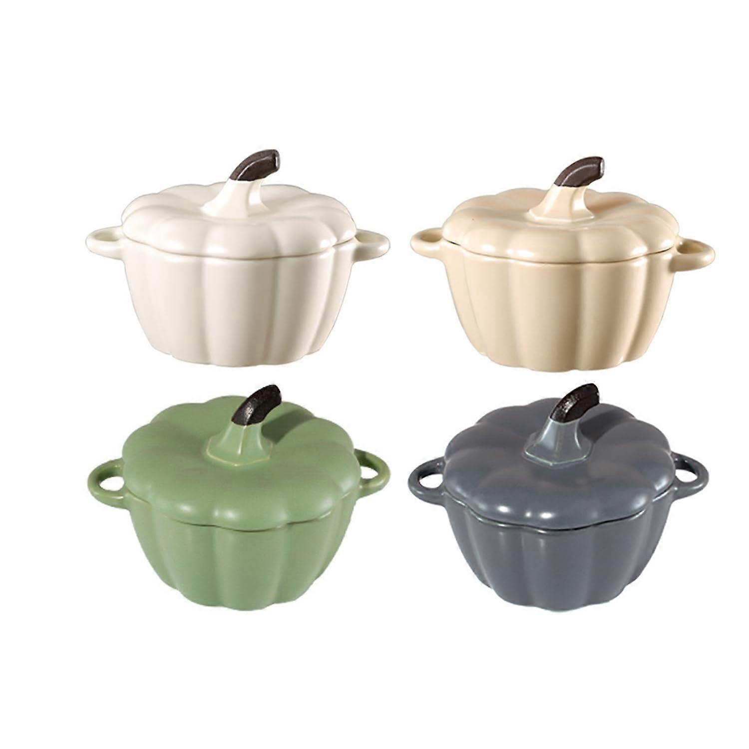 4 Set Ceramic Pumpkin Bowl Casserole Bakeware 8 Oz Individual Baking Dishes for Oven Use Fall Decor