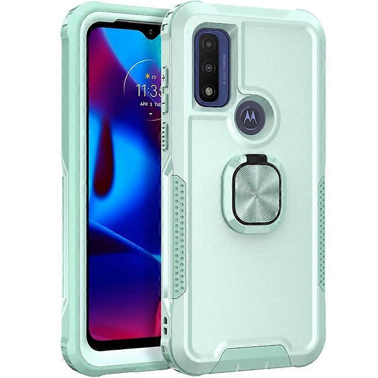 Compatible For Motorola G Pure (2021) / Moto G Power (2022) PC + Silicone 3-in-1 Drop-proof Case Rotatable Ring Kickstand Phone Ba