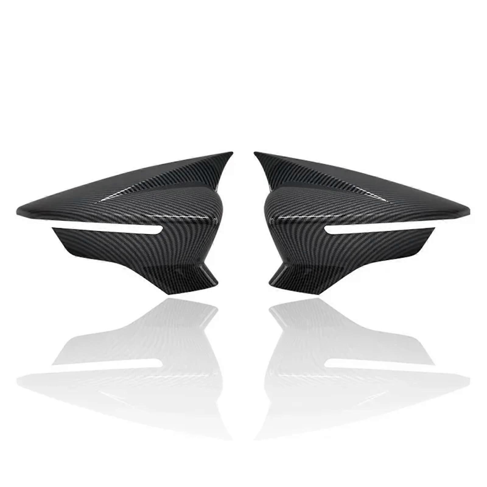 Carbon Fiber Black Side Mirror Cover Caps Compatible with Seat Leon 5F, Ibiza 6F, Arona KJ7 - Durable Shell Case