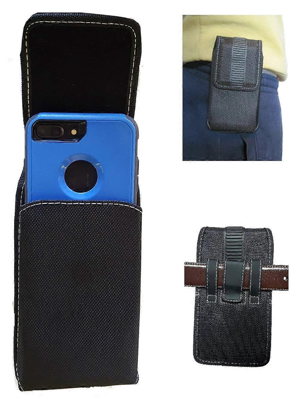 Nylon Phone Pouch for iPhone 16 15 14 Plus 8 7 6 Plus, Vertical Rugged Holster with Magnetic Closure and Belt Clip