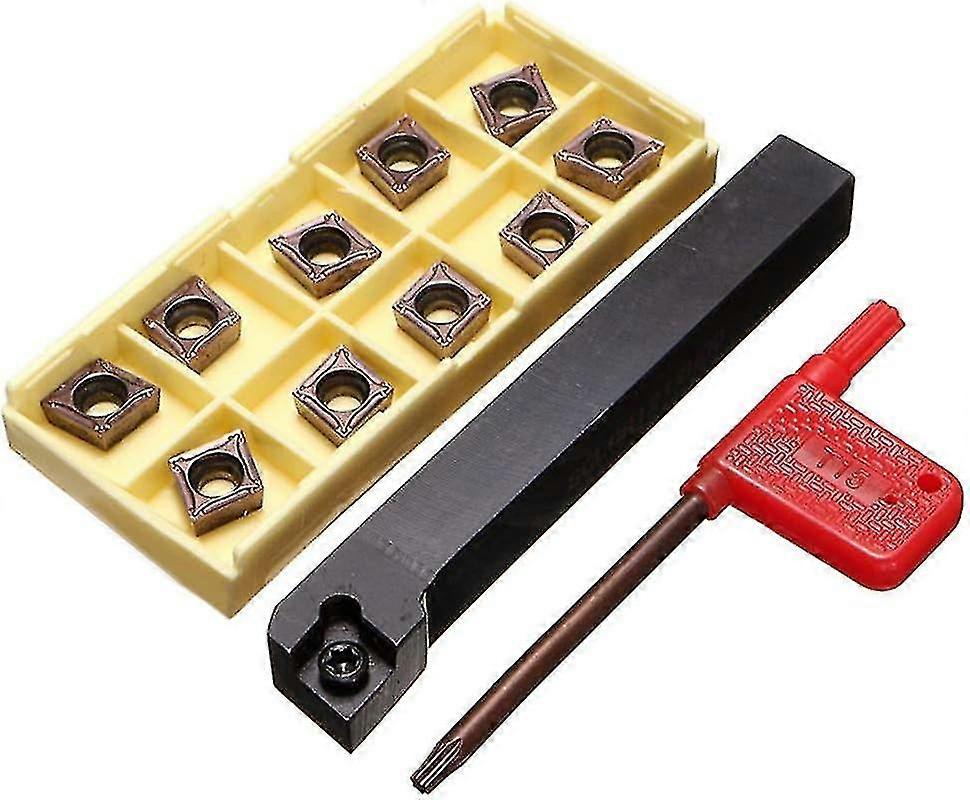 12x100mm Lathe Tool Holder SCLCR1212H09 Featuring 10 CCMT09T304-PM Carbide Inserts for Efficient Turning