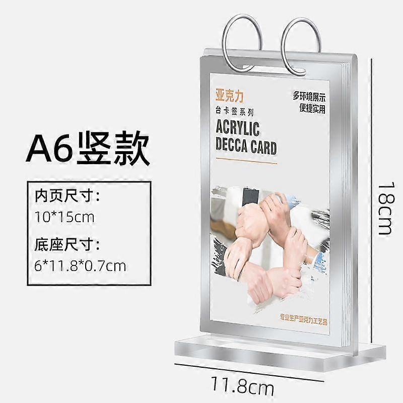 Multi-Page Flip Acrylic Sign Holder for Restaurant Menu Tabletop Sign Rack Delicate and Transparent Display Stand for Desk and Table (A6)