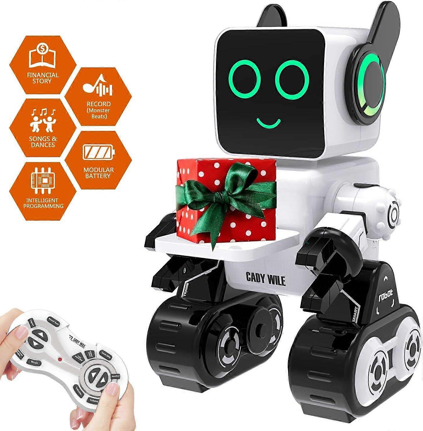 Robot speelgoed, afstandsbediening robot speelgoed voor kinderen, intelligente programmering RC Robot, geschikt voor kinderen van 8 jaar en ouder om te zingen, dansen, praten, (wit)