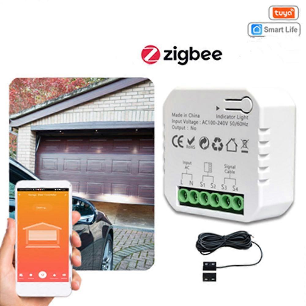 Tuya ZigBee Garage Door Opener Controller Mobilephone APP Remotely Compatible with Alexa Home for Voice Control Gateways Needed