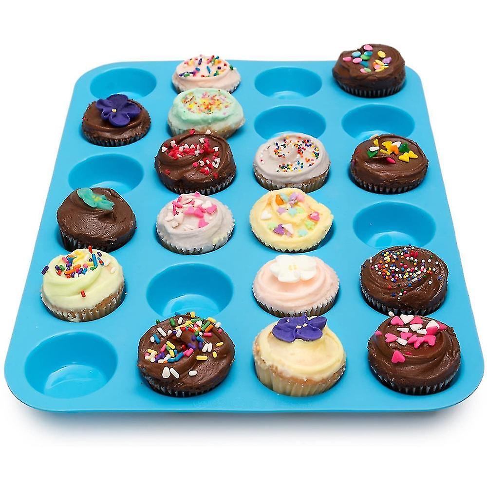 Non Stick Silicone Mini Muffin & Cupcake Baking Pan 24 Cup , Bpa Free, 100% Silicon & Dishwasher Saf