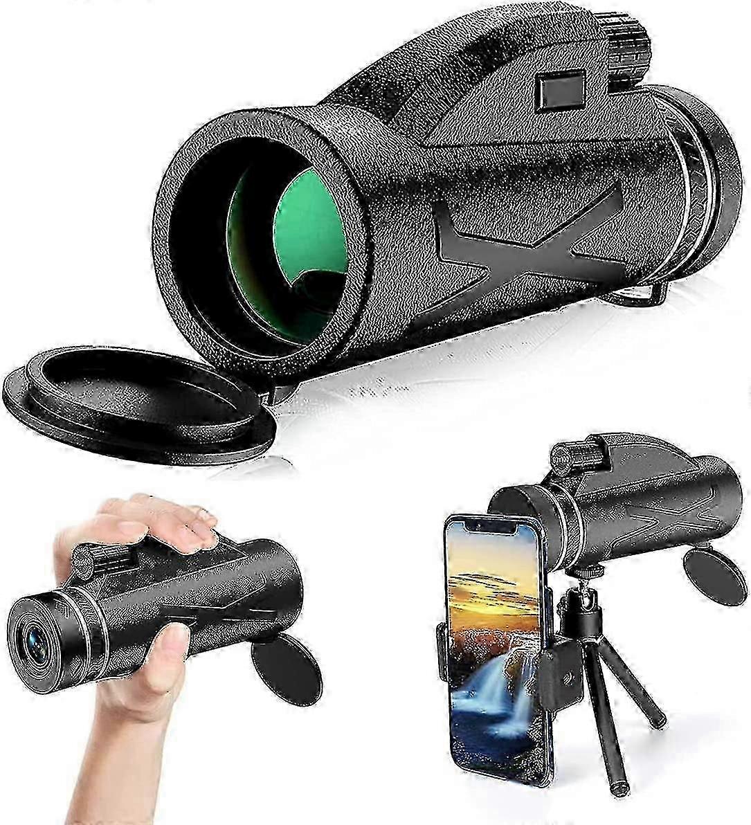 High-Powered 80x100 Monocular with Phone Clamp and Waterproof Tripod for Star Observing