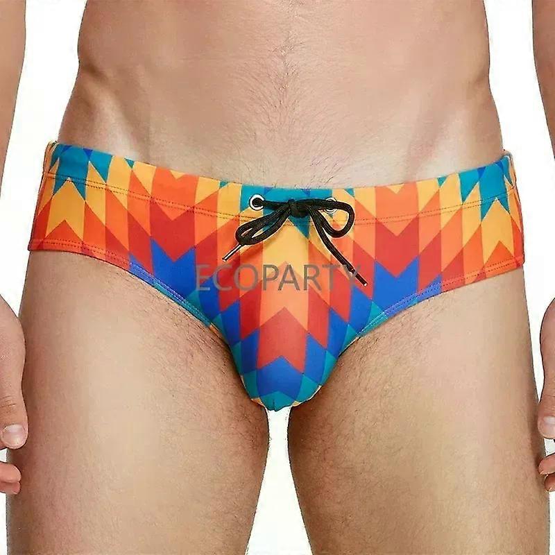 Men Surfing Shorts,Male Swimsuit,Surf Wear,Sports Swimwear,Geometric Printed Men Triangular Swimming Pants For Spring Bath