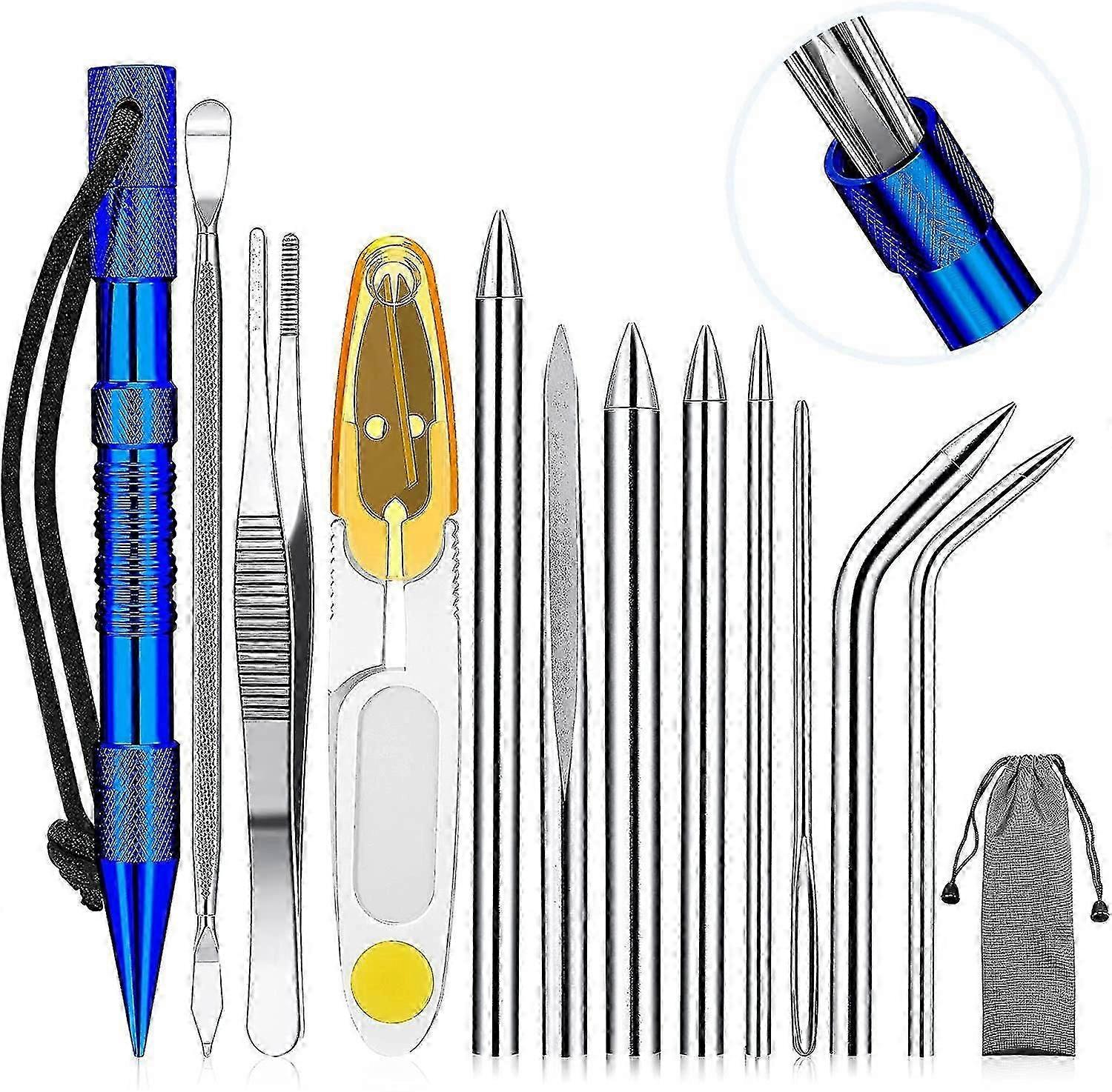 Knotter Tools, Fid Paracord Fid Set Stainless Steel Paracord Lacin Needles And Smoothing Tool For Leather Or Paracord Work (black)