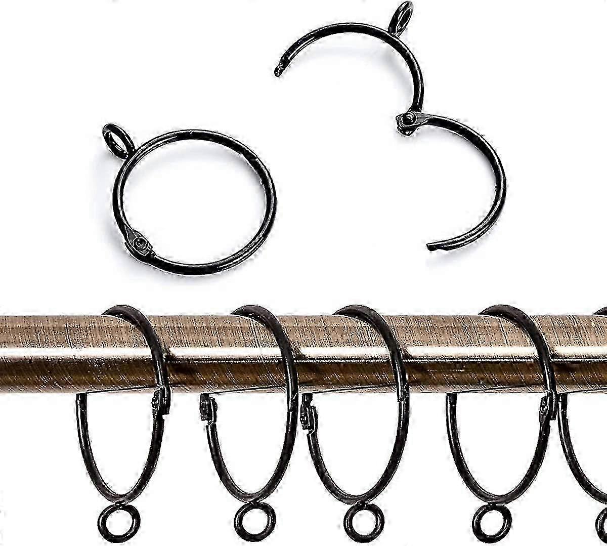 20 Pcs Metal Curtain Rings, 38mm Internal Diameter (Black)_Featured Gift