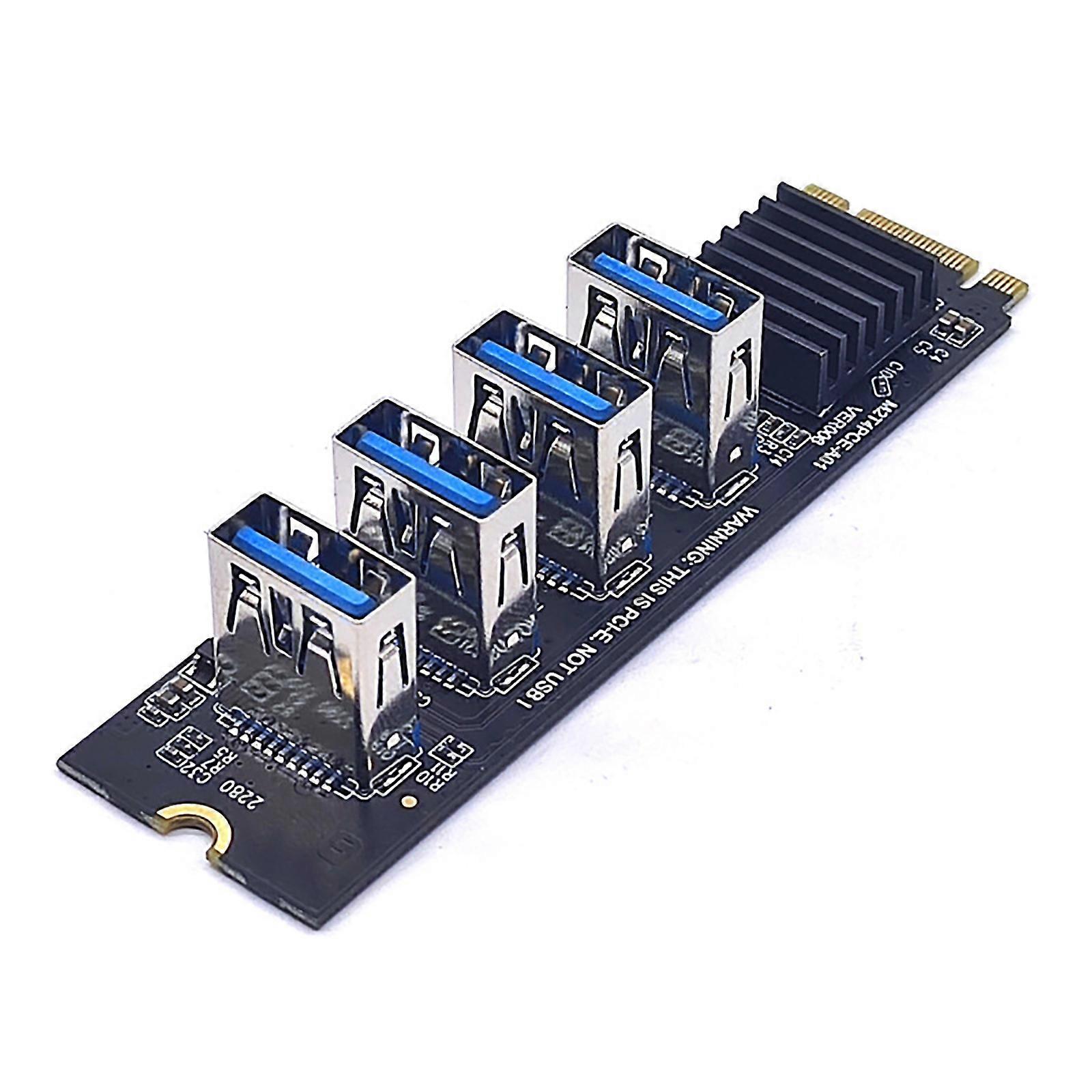 Newest for M.2 for M for Key 4 Port PCI-E Riser Card PCI-E X1 Extender Adapter Module 1 to 4 USB3.0 Expansion Card for W