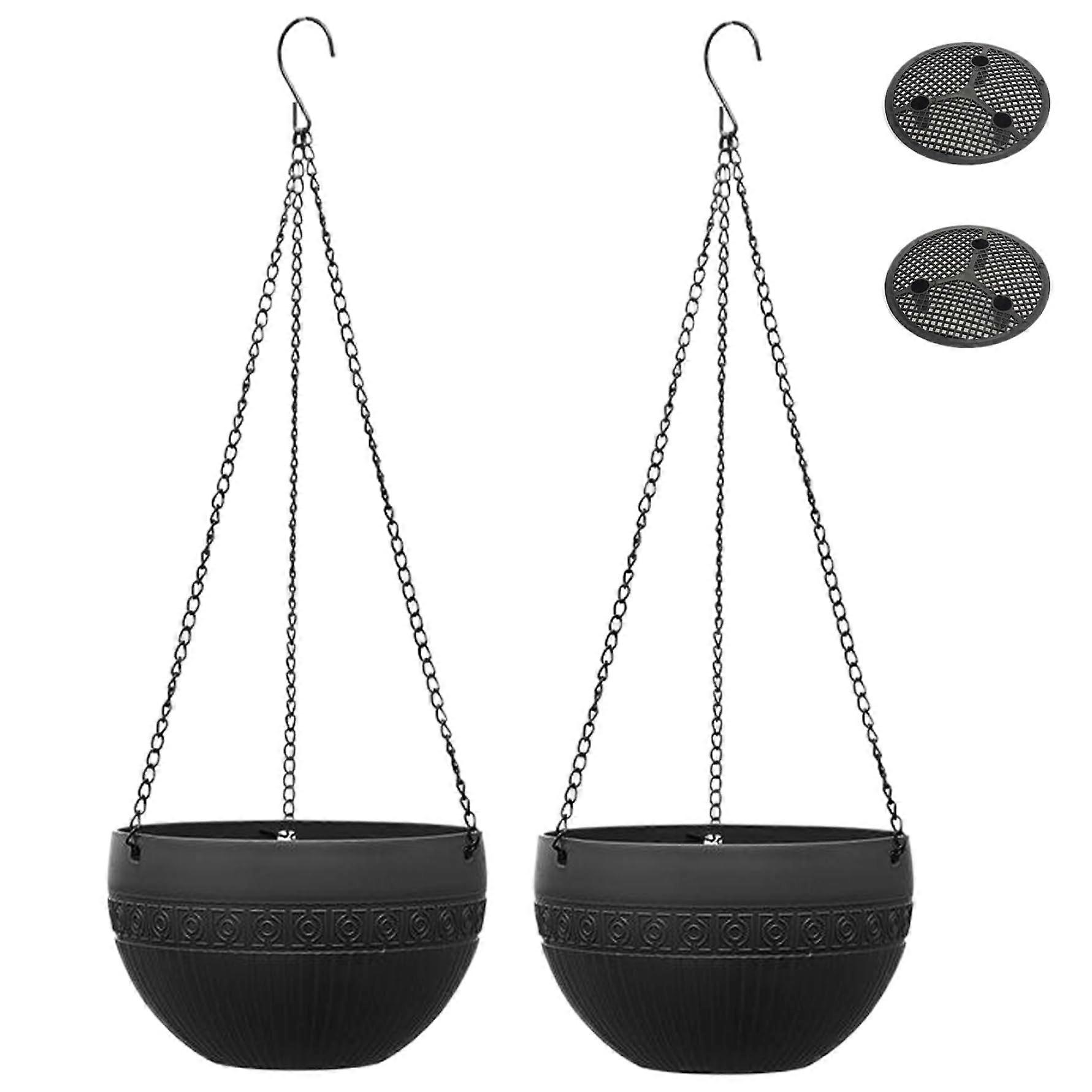 Hanging Baskets, 2 Pieces Outdoor Hanging Planters with Rustproof Cha