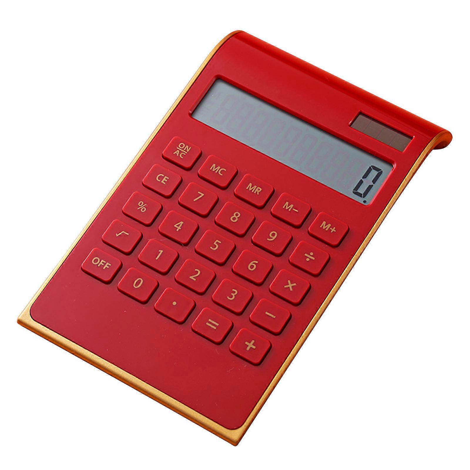 Desktop Calculator Cute Standard Basic Solar Power Calculator Cute Desk 10 Digit LCD Calculator for Students Kids  Red
