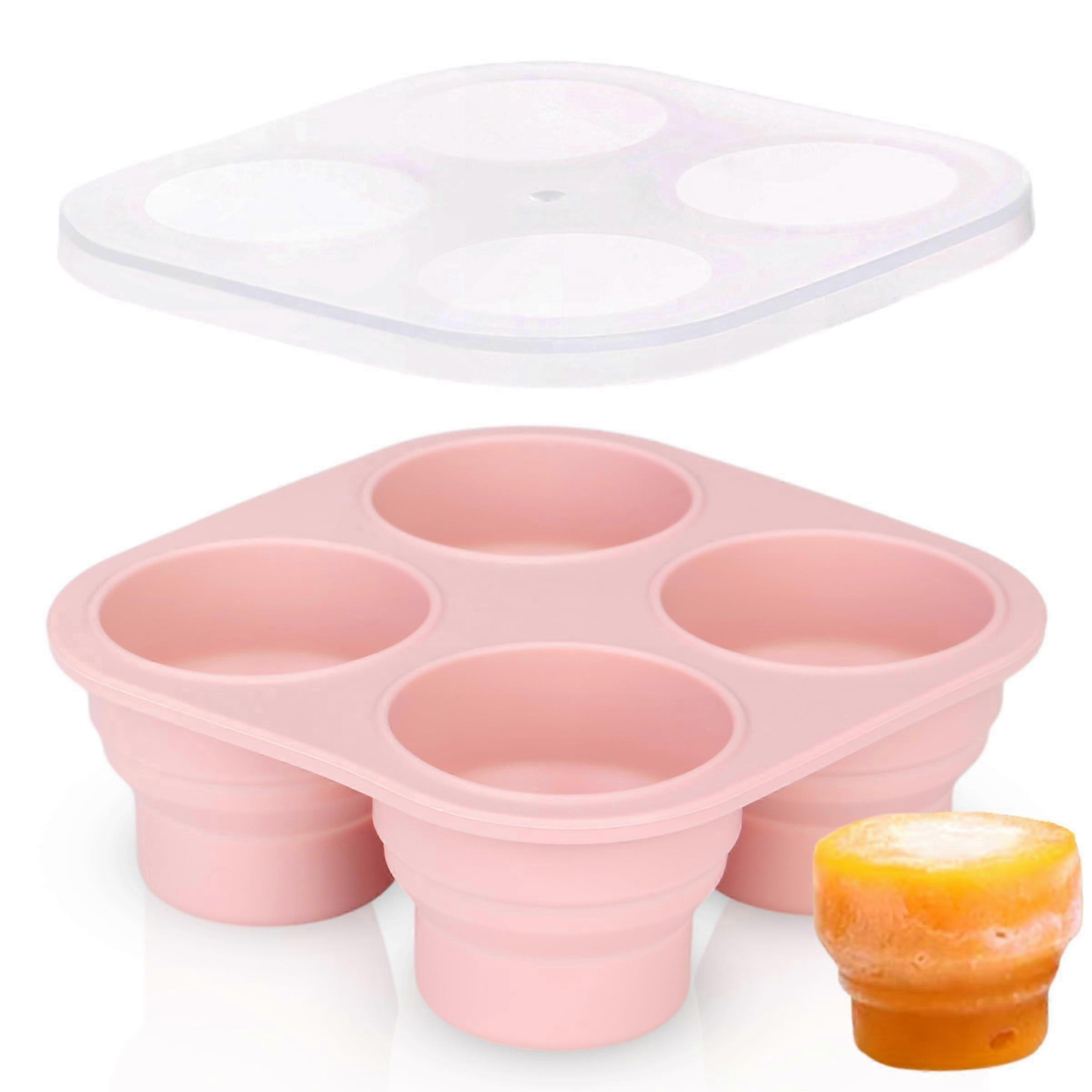 Silicone Ice Trays with Lids - Stackable 2oz Molds for Purees, Quiches, Stock - Dishwasher Safe