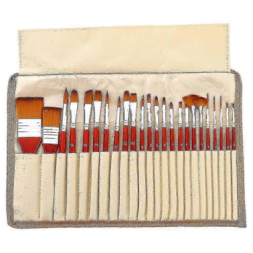 Set di tavolozze di pennelli da 24 pezzi, con rotolo di stoffa, per acrilico, olio, acquerello e tempera, dimensioni
