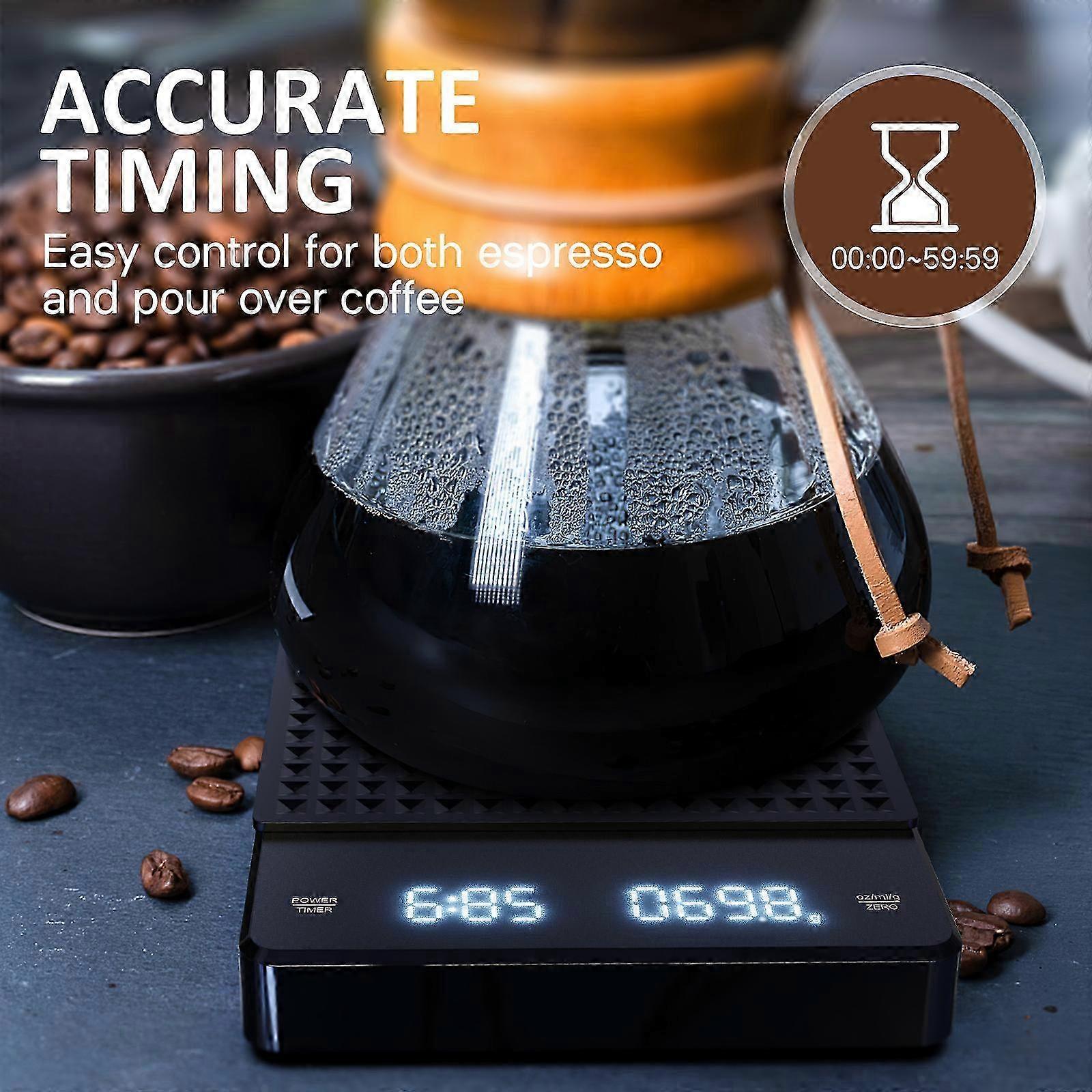 High Precision Coffee Scale with Timer for Pour Over Espresso Drip 5kg/0.1g Black