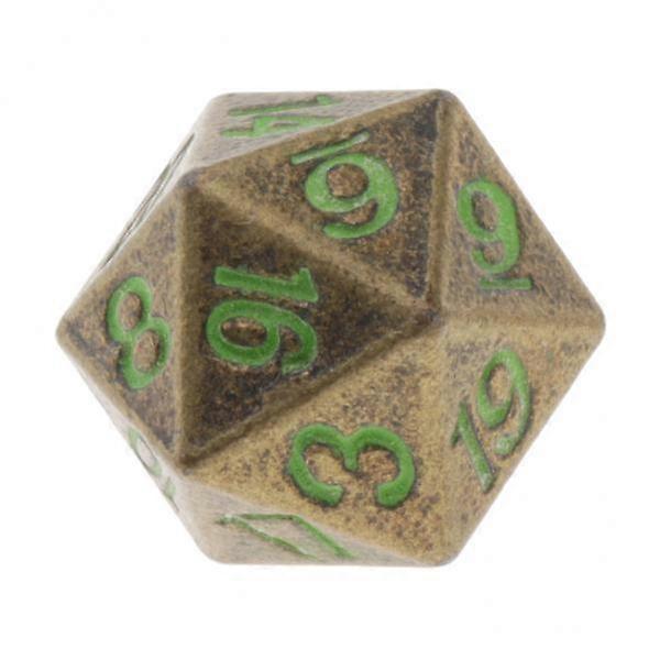 10xSolid Metal D20 Polyhedral Dice for D&D RPG Gaming Twenty Sided Die Bronze