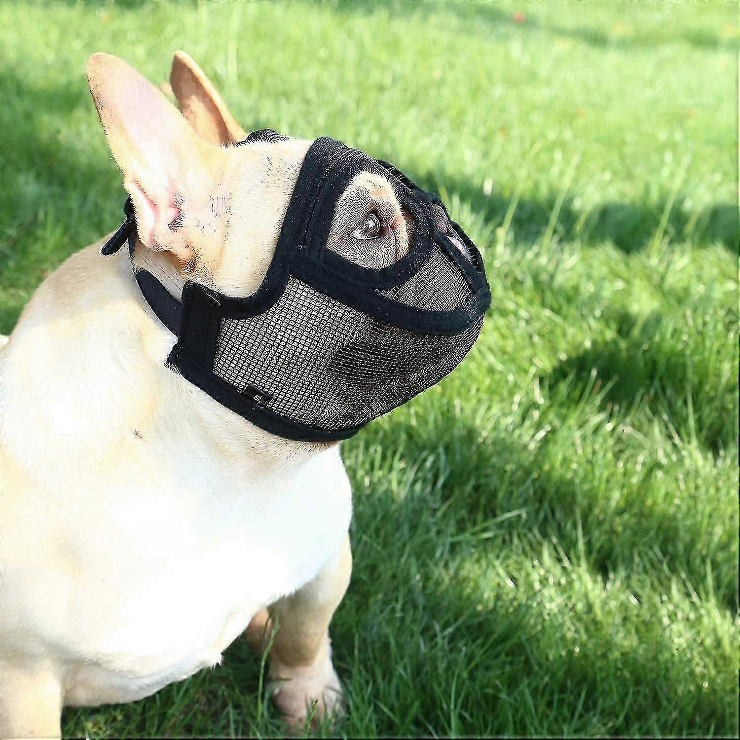 Botniță pentru câini pentru buldogi, botniță pentru câini cu bot scurt, botniță reglabilă pentru câini din plasă pentru a preveni mușcătura pentru Peking Shih-tzu -CPVP