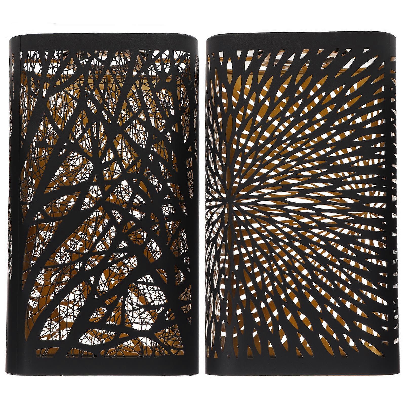 2pcs Metal Lamp Shades Decorative Table Lamp Cover Hollow Out Square Lampshades(E27)