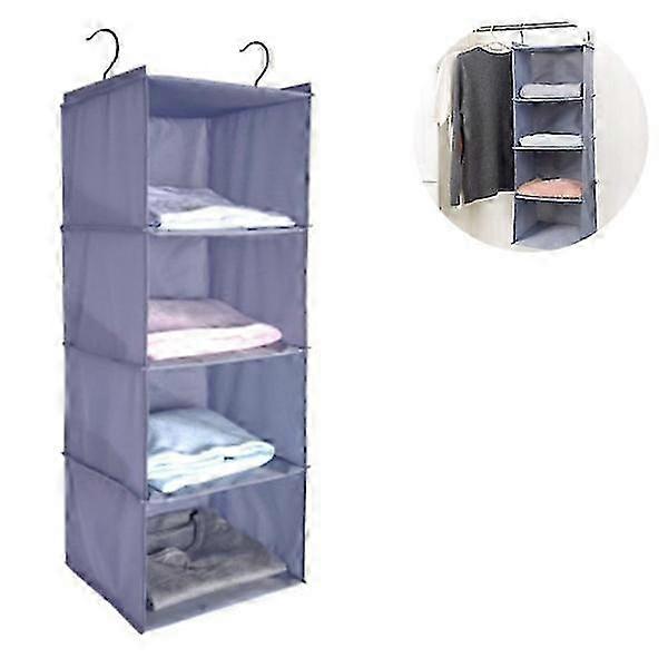 High Quality Cotton Camping Cabinet Organizer with Iron Frame, 4 Compartments Hanging Shelf Storage System for Clothes and Accessories