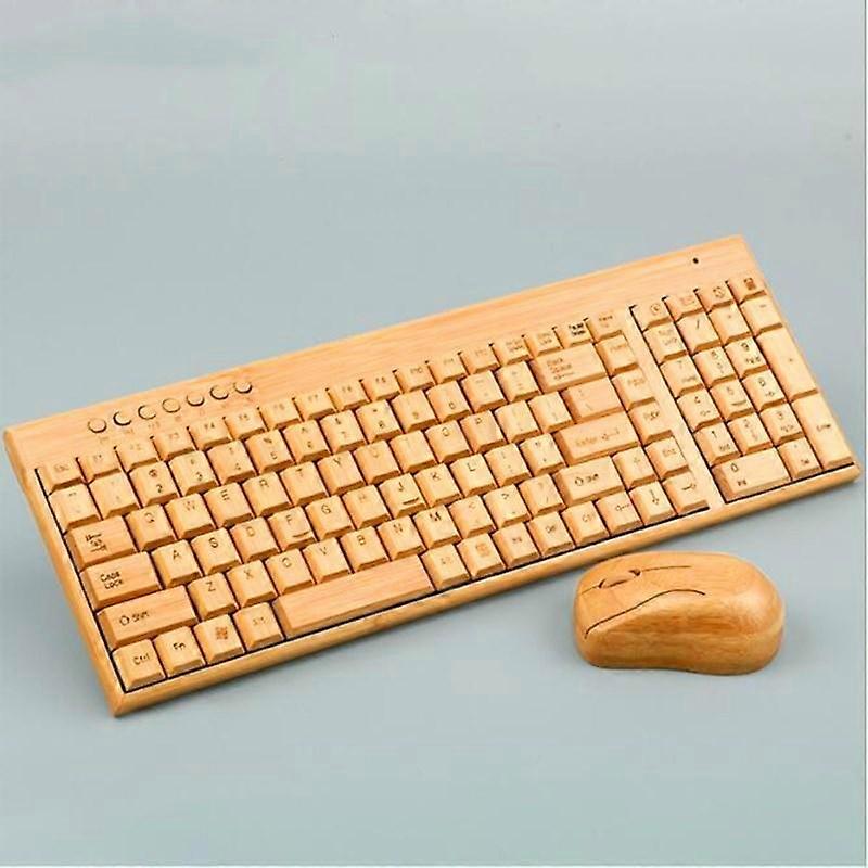 Bamboo Keyboard Mouse Wireless Combo Set For Laptop Pc Office Usb Plug And Play,natural Mice Keyboard Novelty High-end Gifts