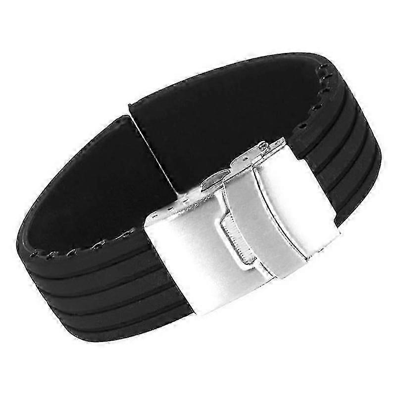 Waterproof Silicone Watch Strap 18-24mm with Deployment Buckle, Adjustable Wristband Replacement