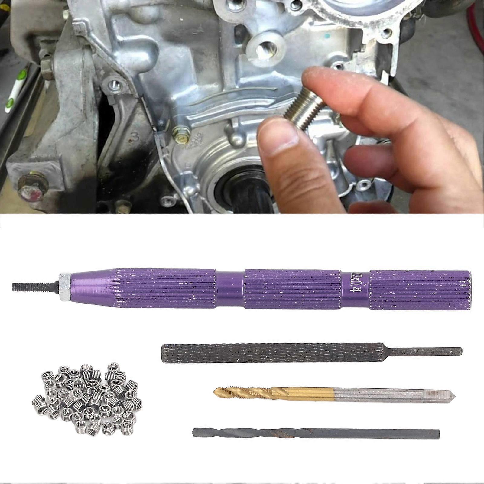 54 Pcs Thread Repair Kit M2x0.4x2D Inserts 304 Stainless Steel Thread Installation Tool 